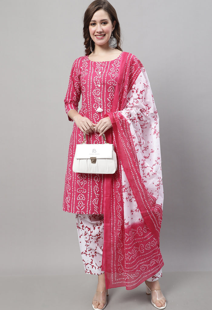 Rajnandini Pink Cotton Printed Salwar Suit