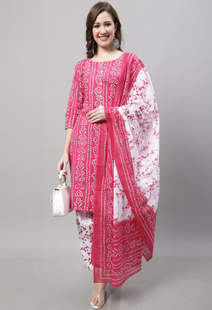 Rajnandini Pink Cotton Printed Salwar Suit