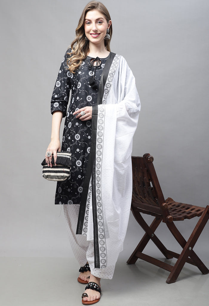 Rajnandini Black Cotton Printed Salwar Suit