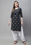 Black Cotton Printed Salwar Suit