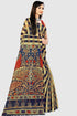 Beige And Black Cotton Silk  Printed Traditional  Saree With Blouse Piece