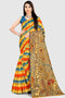 Multicolor Cotton Silk  Printed Traditional  Saree With Blouse Piece