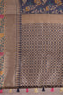 Blue Tussar Silk  Printed Traditional  Saree With Blouse Piece
