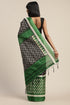 Green And Black Silk  Printed Traditional  Saree With Blouse Piece