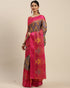 Blue And Pink Kota Silk Jamdani Printed Traditional  Saree With Blouse Piece