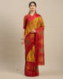 Yellow And Red Kota Silk Jamdani Printed Traditional  Saree With Blouse Piece