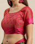 Green And Magenta Kota Silk Jamdani Printed Traditional  Saree With Blouse Piece