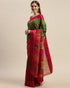 Green And Magenta Kota Silk Jamdani Printed Traditional  Saree With Blouse Piece