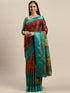 Wine And Green Kota Silk Jamdani Printed Traditional  Saree With Blouse Piece