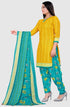 Yellow Cotton Blend Printed Unstitched Salwar Suit Material