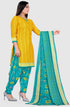 Yellow Cotton Blend Printed Unstitched Salwar Suit Material