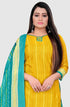 Yellow Cotton Blend Printed Unstitched Salwar Suit Material