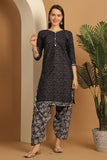 Blue Cotton Blend Printed Ready to Wear Patiala Salwar Suit