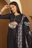 Blue Cotton Blend Printed Ready to Wear Patiala Salwar Suit