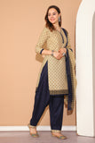 Beige Cotton Printed Ready to Wear Salwar Suit