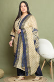 Beige Cotton Printed Ready to Wear Salwar Suit