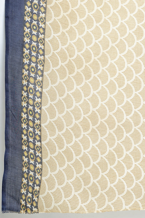 Beige Cotton Blend Printed Plus Size Ready to Wear Patiala Salwar Suit