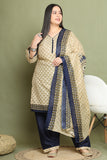 Beige Cotton Printed Ready to Wear Salwar Suit