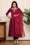 Rajnandini Women Poly Silk Embroidered Kurta & Pant With Dupatta
