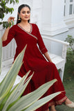 Maroon Poly Silk Hand Work Gown With Dupatta