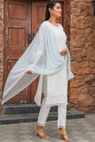 White Poly Silk Embroidered Straight Kurta & Pant With Dupatta