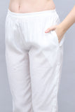 White Women Poly Silk Brush Painted Kurta & Pant With Dupatta