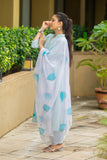 Sky Blue Poly Silk Embroidered A-Line Kurta & Pant With Dupatta