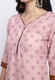 Dusty Pink Polyester Cotton Printed Salwar Suit with Dupatta