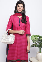 Load image into Gallery viewer, Pink Polyester Cotton Printed Salwar Suit with Dupatta
