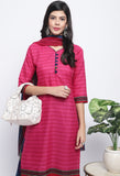 Pink Polyester Cotton Printed Salwar Suit with Dupatta