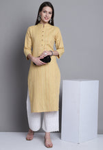 Load image into Gallery viewer, Yellow Cotton Woven Kurti
