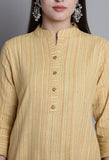 Yellow Cotton Woven Kurti