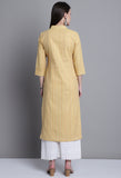 Yellow Cotton Woven Kurti