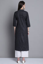 Load image into Gallery viewer, Black Cotton Woven Kurti