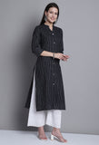 Black Cotton Woven Kurti