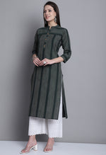 Load image into Gallery viewer, Green Cotton Woven Kurti