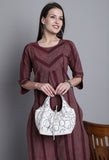 Maroon Cotton Woven Kurti