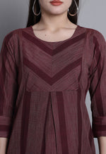 Load image into Gallery viewer, Maroon Cotton Woven Kurti
