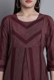 Maroon Cotton Woven Kurti