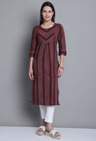 Maroon Cotton Woven Kurti