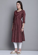 Load image into Gallery viewer, Maroon Cotton Woven Kurti