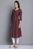 Maroon Cotton Woven Kurti