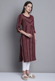 Maroon Cotton Woven Kurti