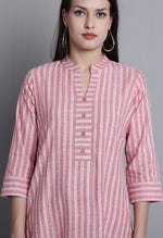 Load image into Gallery viewer, Dusty Pink Cotton Woven Kurti