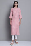 Dusty Pink Cotton Woven Kurti