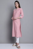 Dusty Pink Cotton Woven Kurti