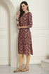 Wine Cotton Blend Foil Printed Kurti