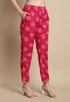 Pink Cotton Blend Jaipuri Printed Kurta With Pant & Dupatta
