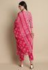 Pink Cotton Blend Jaipuri Printed Kurta With Pant & Dupatta