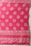 Pink Cotton Blend Jaipuri Printed Kurta With Pant & Dupatta